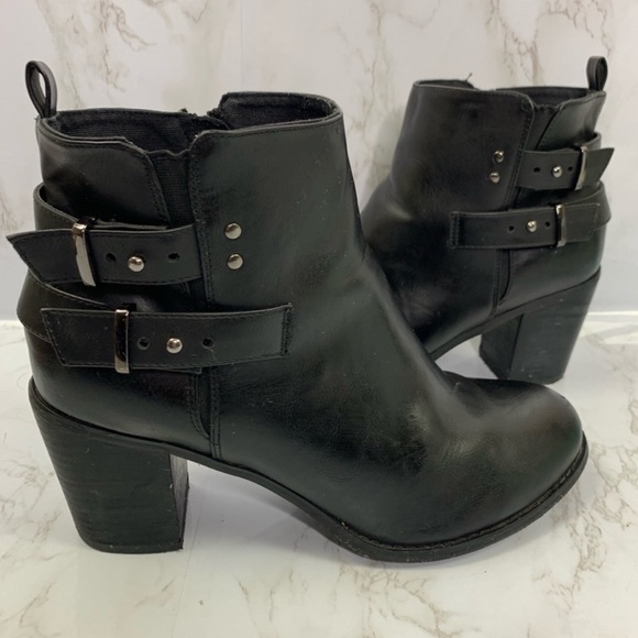 torrid Shoes - Torrid Black Heeled Booties Boots Double Strap Tab